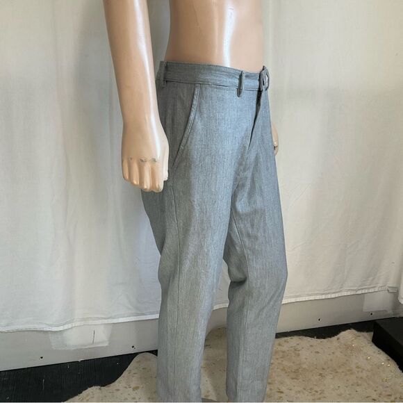 Zara Men's Basic Flat Front Slim Fit Straight Trousers Dress Pants Gray Size 34 - Picture 6 of 12